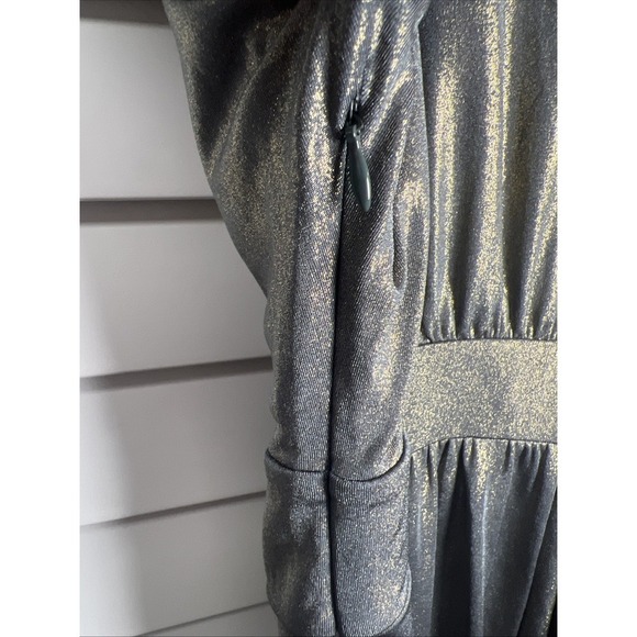 Guess Dolman Sleeve V-neck Metallic Stretch Jersey Dress Size 12 NWT - Picture 13 of 14